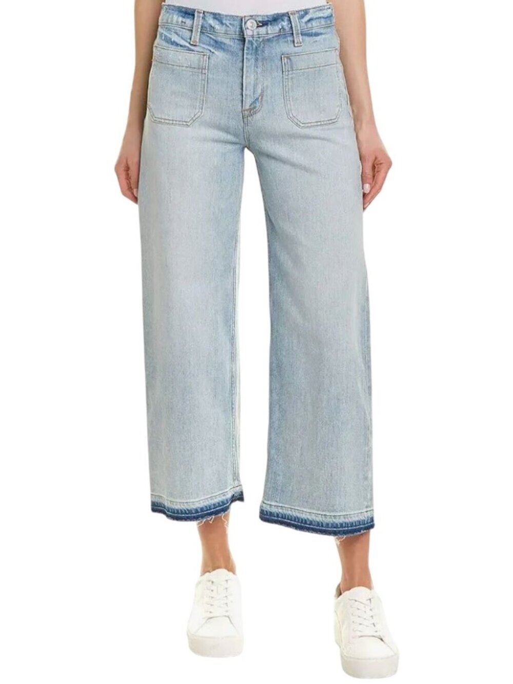 Hudson Holly High Rise Wide Leg Crop Raw Hem  Jeans Frame Of Mind Color Size 31